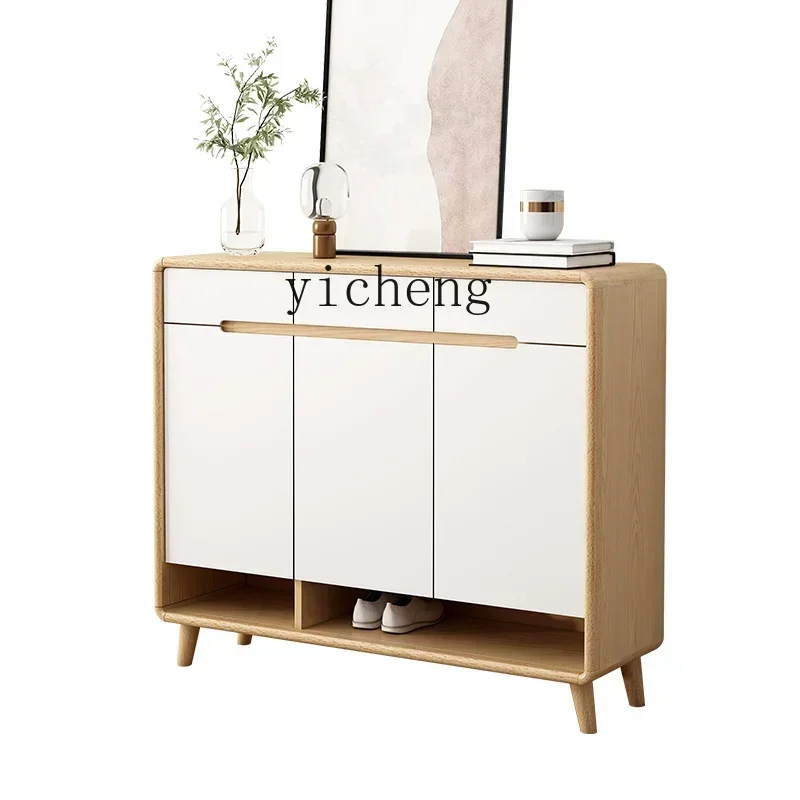 r9.2- shoe cabinet household door solid wood Chinese balcony living room partition door large capacity storage shoe rack