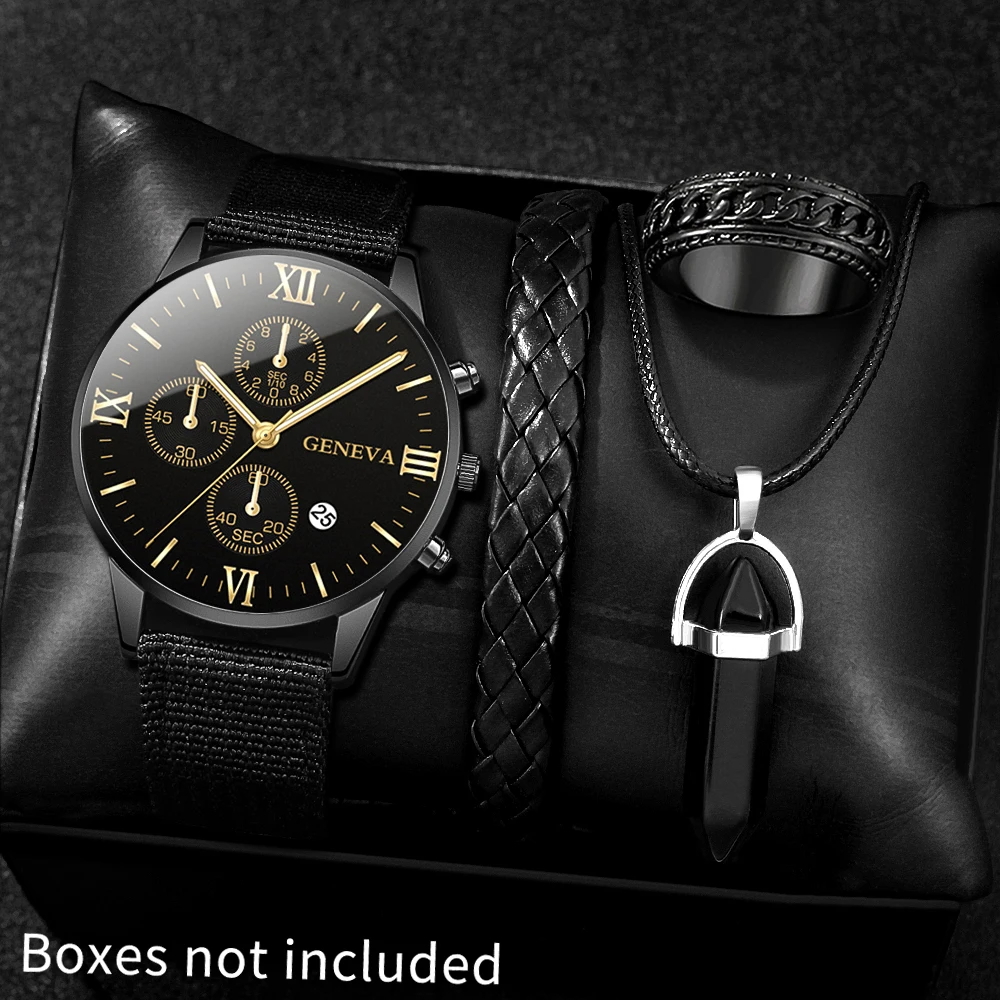 4Pc Men's Quartz Watch, Gifts For Parties, Valentine's Day, New Year's Day, Halloween, And For Friends And Family