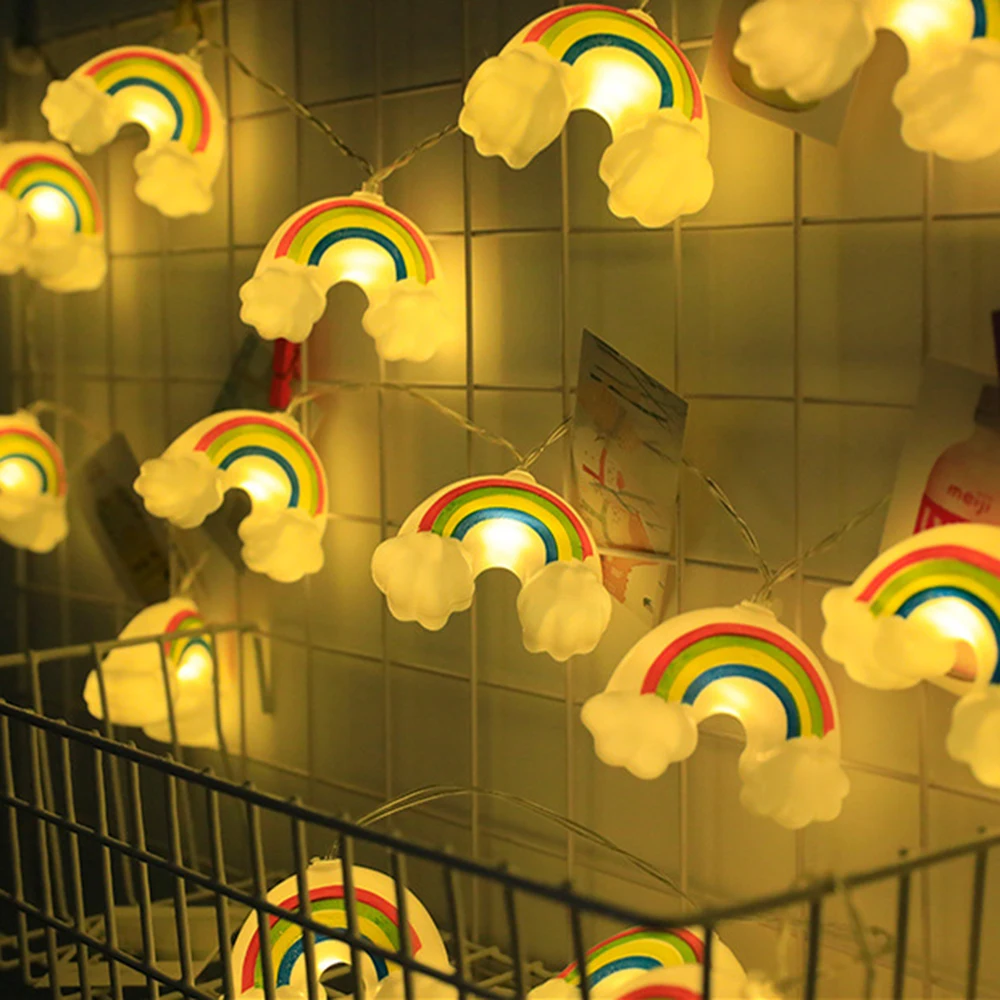 USB Power Supply LED Flashing Lights Smiley Cloud Rainbow String Lights Holiday Fairy String Lights Home Party Xmas Decoration