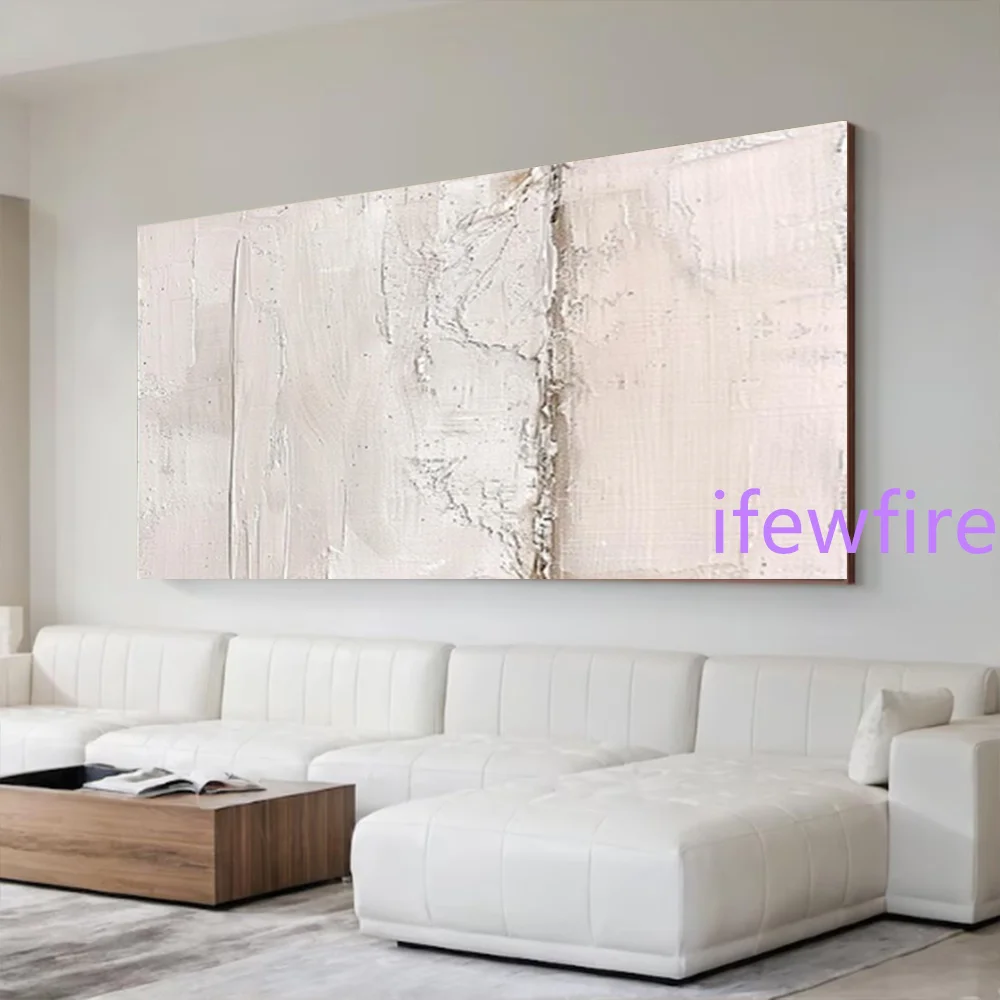 100% Handmade Abstract Oil Painting on Canvas Mural Top Thick Layer Grayish-White Wall Art Picture for Living Room Decor Image