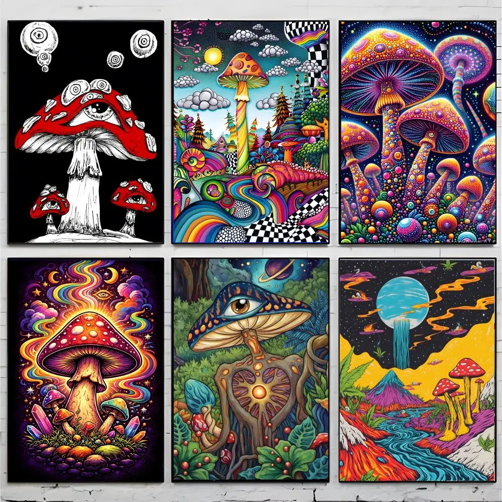 Art Illustration Art Motif Psychedelic Mushroom Poster Superior Home Space  Indoor Decorative Art & Home Decor