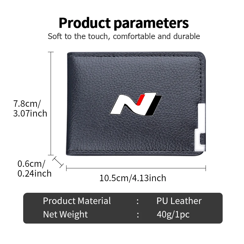 PU Litchee Pattern Card Holder Casual Men Coin Purse Small Wallet For Hyundai N Line Tuscon NX4 I20 I30 I10 Sonata Elantra - view 6