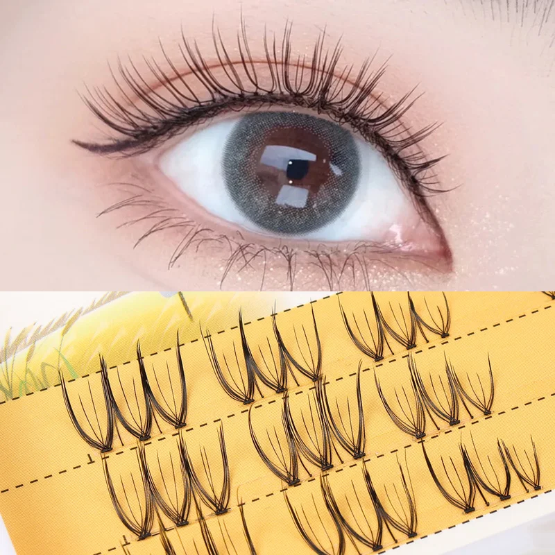 Grafting World Natural Simulation Transparent Stem Single Cluster Sharpening S07 Fishtail Manga Curling False Eyelashes