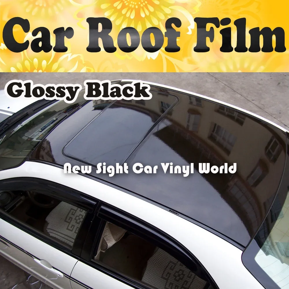 3 Layers Glossy Black Mirror Car Roof Film With Air Bubble For Vehicle Size:1.35*15m/Roll