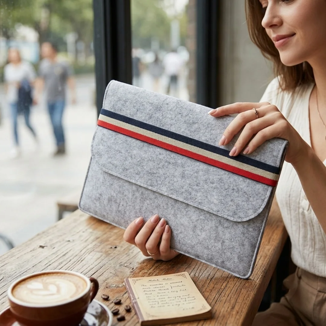 Felt Laptop Sleeve 36x27cm Cushioned Protective Pouch for 13-15 Inch Laptops And Tablets Travel-Friendly