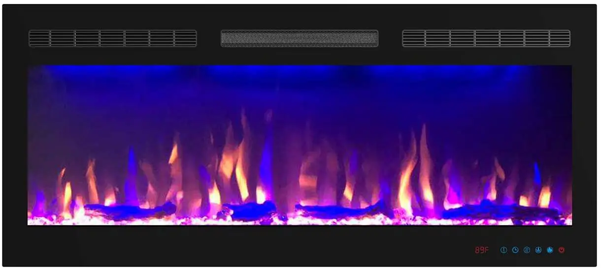 40GP Inch Modern Indoor Media Electric Fireplace Heater App Wifi Control Remote Agro LED Real Flame Light Royal Slim