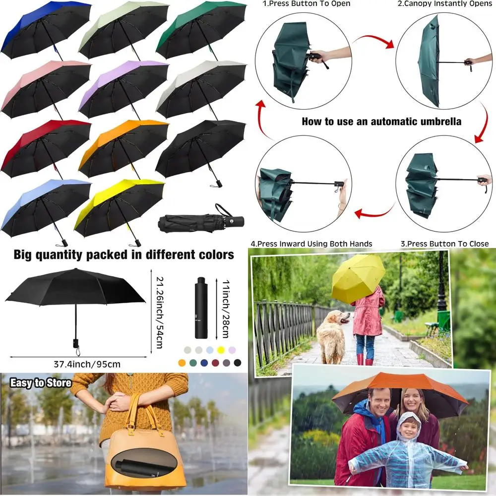 

Ветрозащитные дорожные зонты с автоматической открытой и закрытой защитой от ультрафиолета, оптовая упаковка из 12 шт., компактные складные, защита от солнца, красочные портативные зонты