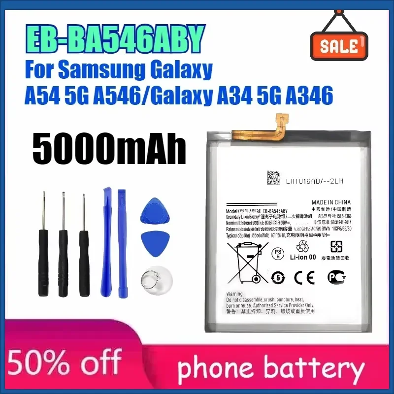 

EB-BA546ABY 5000mAh Phone Battery For Samsung Galaxy A54 5G A546/Galaxy A34 5G A346 Rechargeable Battery