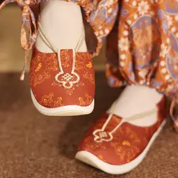 Han Shoes Tang Dynasty Ruyi Shoes Upturned Toe Shoes Versatile Hanfu Shoes Antique Embroidered Shoes Red Cloth Shoes Flat Shoes