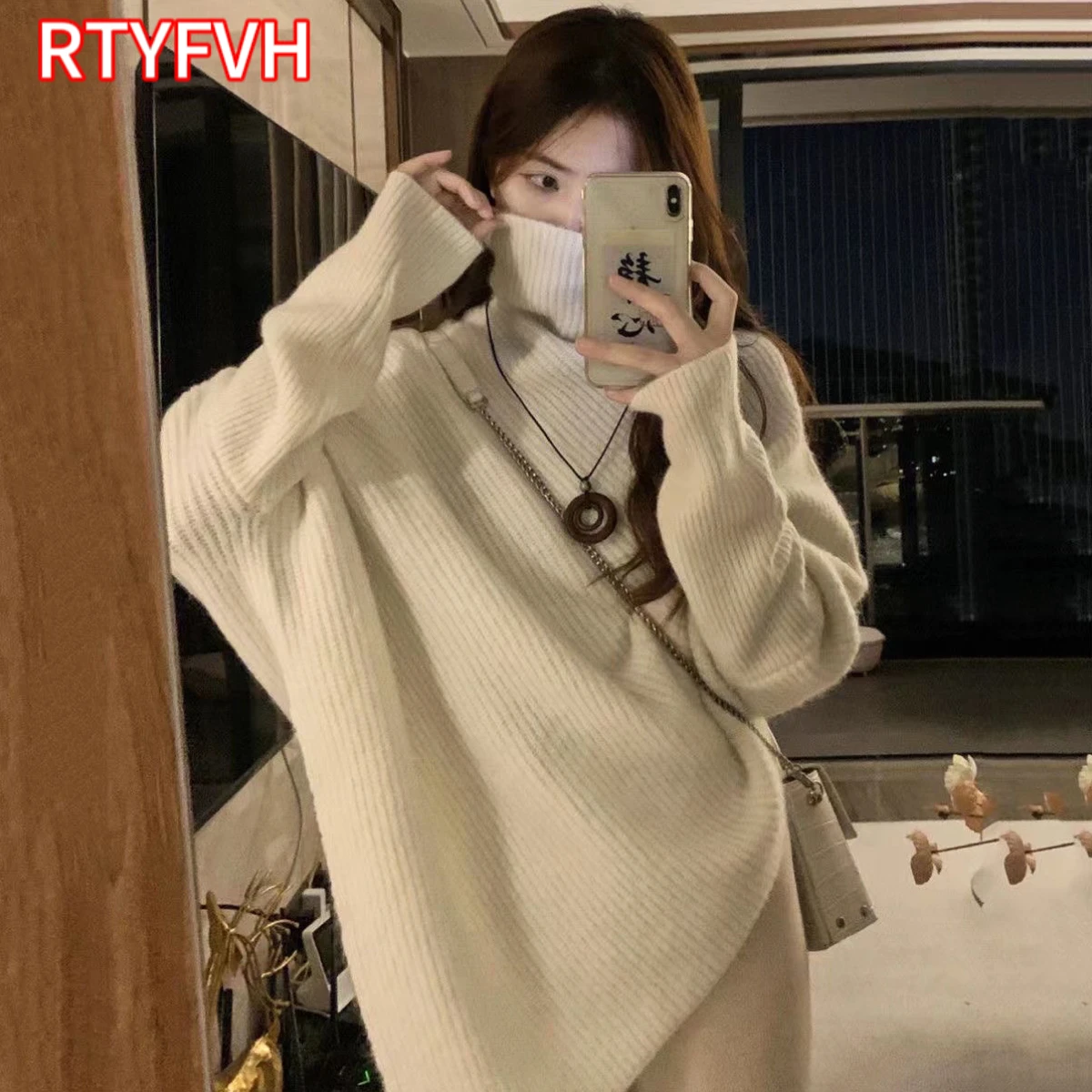 Winter Roll kragen pullover Frauen koreanische unregelmäßige Strick pullover weibliche warme einfarbige Pullover Dame lässig lose Langarm