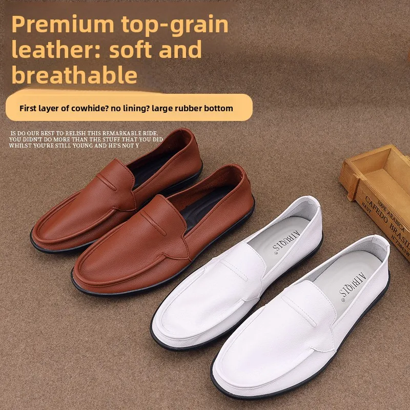

2026 New Business Casual Shoes for Men Fashion Men's Loafers and Slip-ons Light Soft Low-tube Leather Shoes for Men High Quality