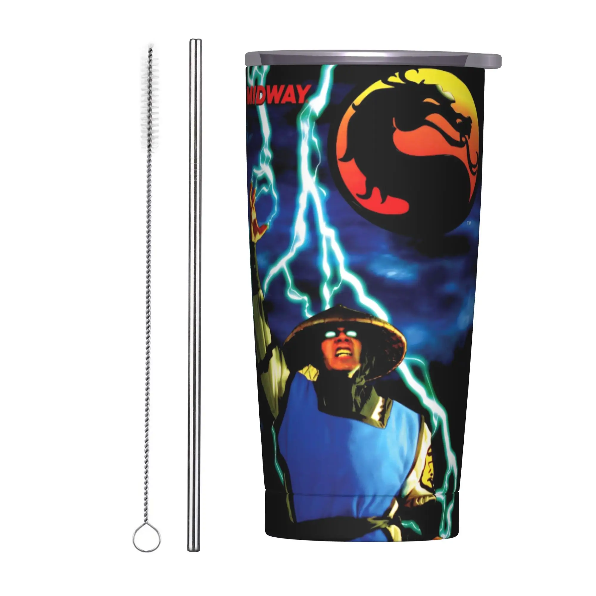 Mortal Kombat II Moive 2026 Insulated Tumbler with Straws  Stainless Steel Thermal Mug Outdoor Portable Hot Cold Drinks Cup 20oz