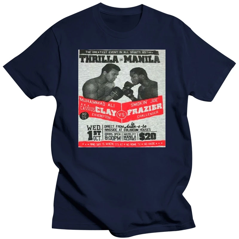 Smokin' Joe Frazier Thrilla In Manilla Poster Men's T Shirt Harajuku Tee Tshirt