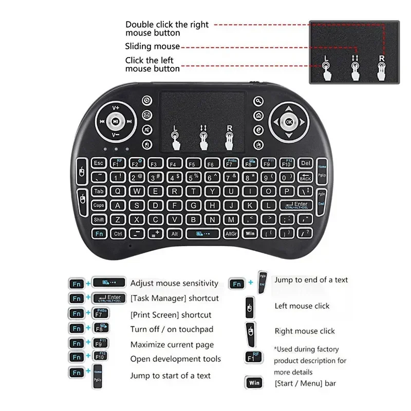 I8 Air Mouse telecomando retroilluminato tastiera Wireless TouchPad palmare per PC Android TV Box Smart Fire TV Remote телевизор