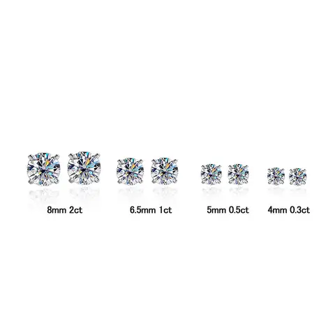 KNOBSPIN Moissanite 귀걸이 0.2-2ct D VVS1 GRA 인증 실험실 다이아몬드 4 클로 s925 스털링 실버 스터드 귀걸이 여성용 남성용