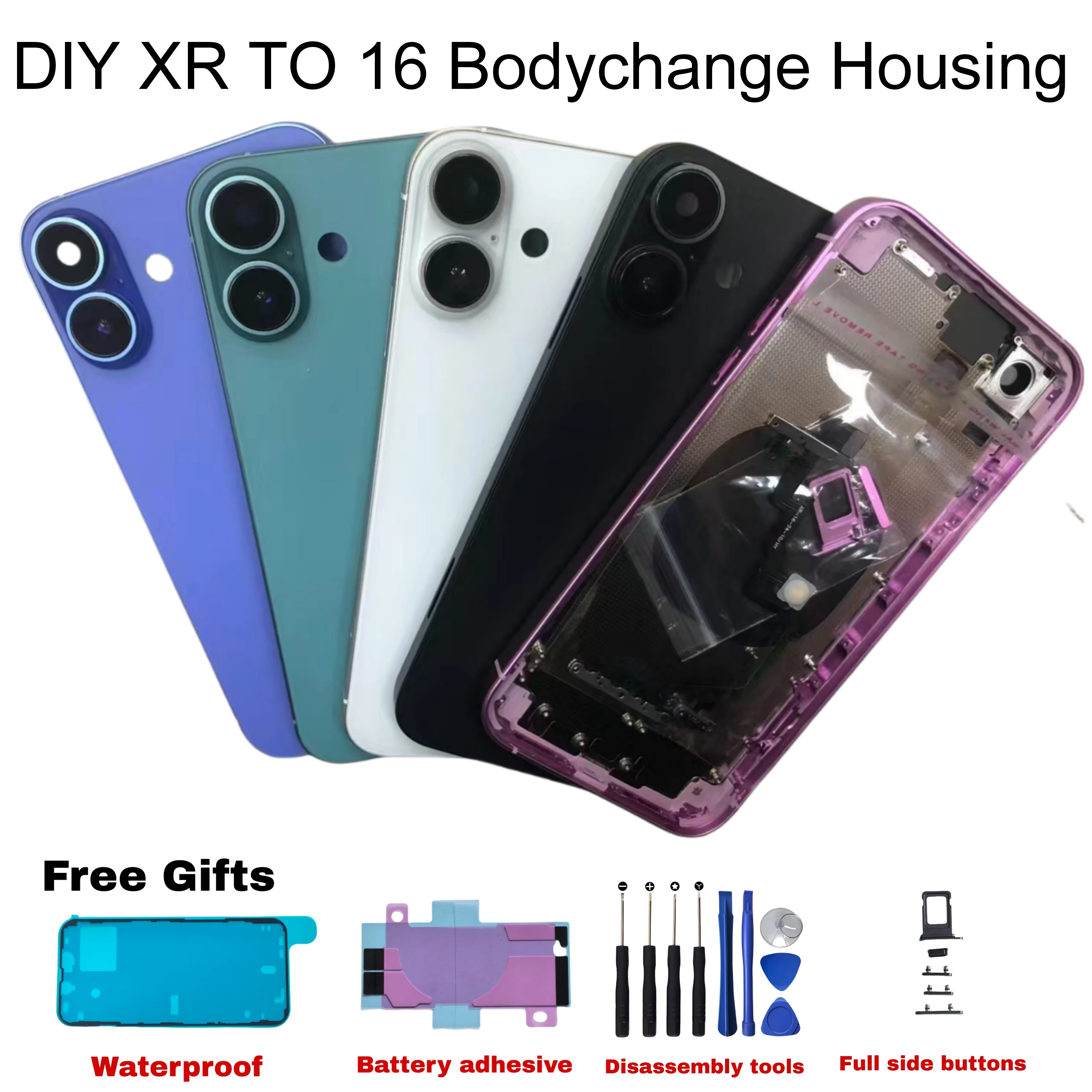 

DIY XR TO 16 Bodychange корпус для iphone XR-16 Сменный задний корпус со средней рамкой Задняя крышка Стекло Бесплатная доставка