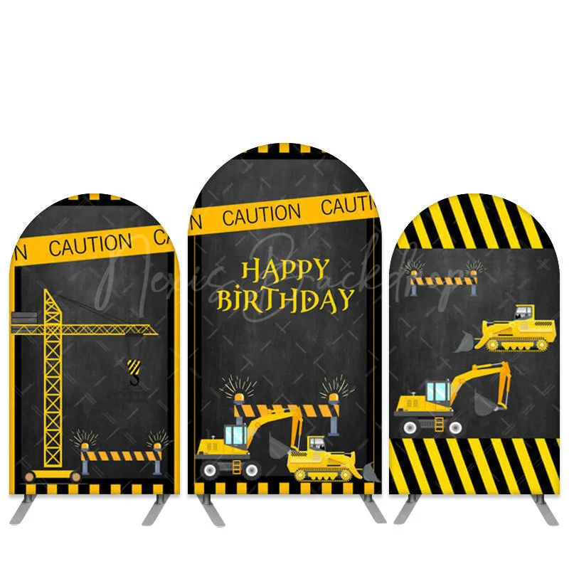 

Construction Theme Birthday Arch Photography Backdrop Dump Truck Background Cake Table Boy Decorations Happy Birthday Party