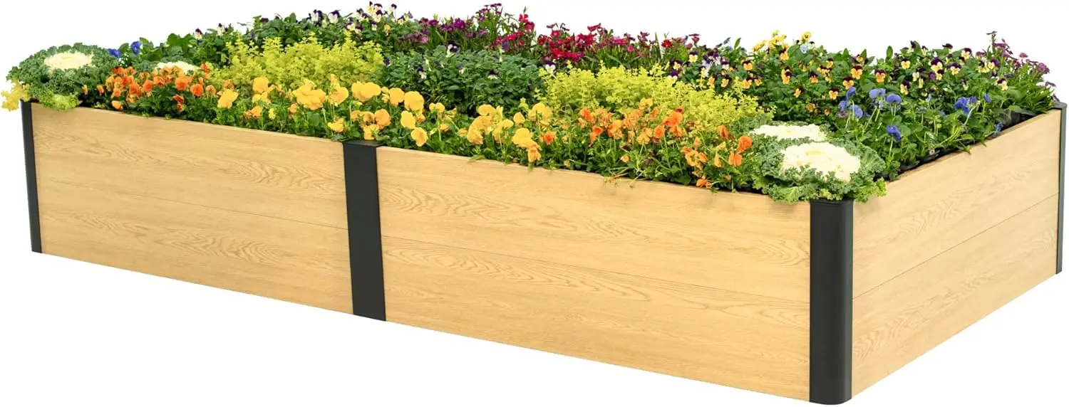 

Vego garden Woodgrain Series Raised Garden Bed, 16'' Tall 4' x 8' Wooden-Look Metal Planter Box Outdoor for Gardening Ve