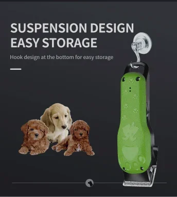 Kemei-km-cw10 pet cabelo clipper, carregamento USB, desenhos animados, verde, grooming, cão, profissional