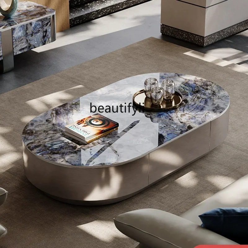 

Y yj Modern Minimalist Luxury Slate Tea Table Marble Hall Microlite Tea Table