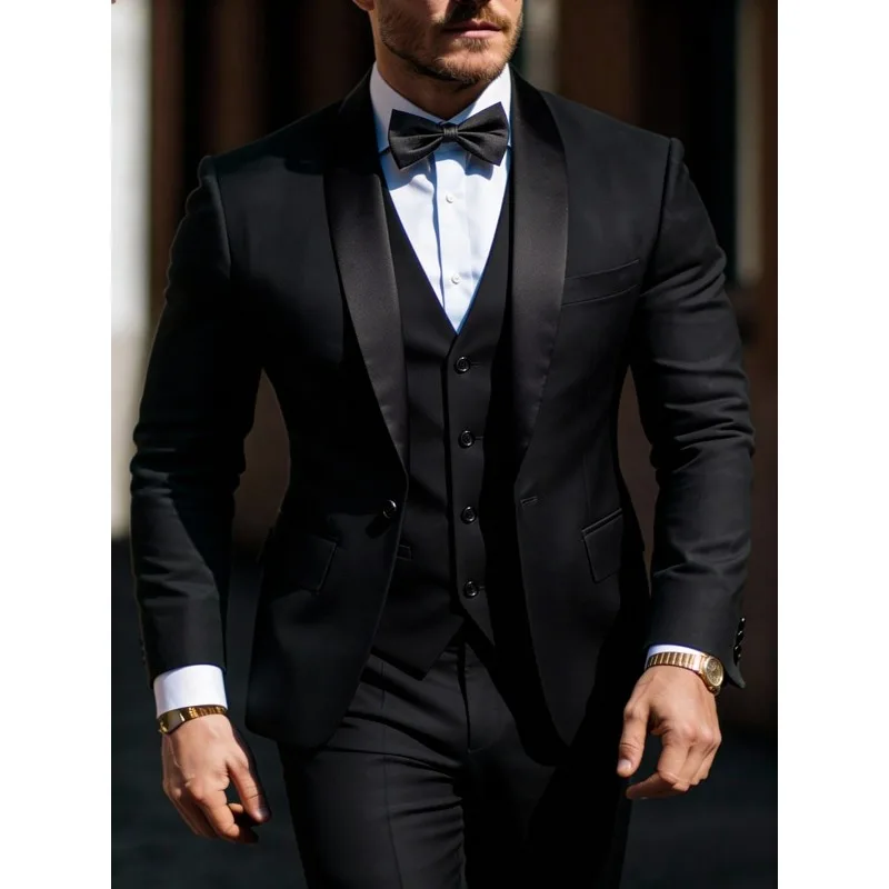 Men's 3pcs Suit Set Jacket Vest Pants, Prom Party Wedding Business Suits for Men мускульный костюм wedding suits for men - Image 2