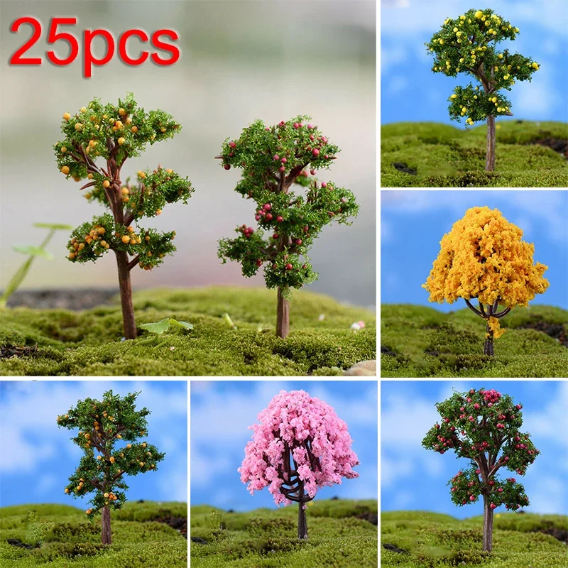 25/20/1pcs Plastic Fruit Tree HO Scale Train Railway Arrangement Garden Sand Table Model Fruit Tree Landscape Architectural Mode