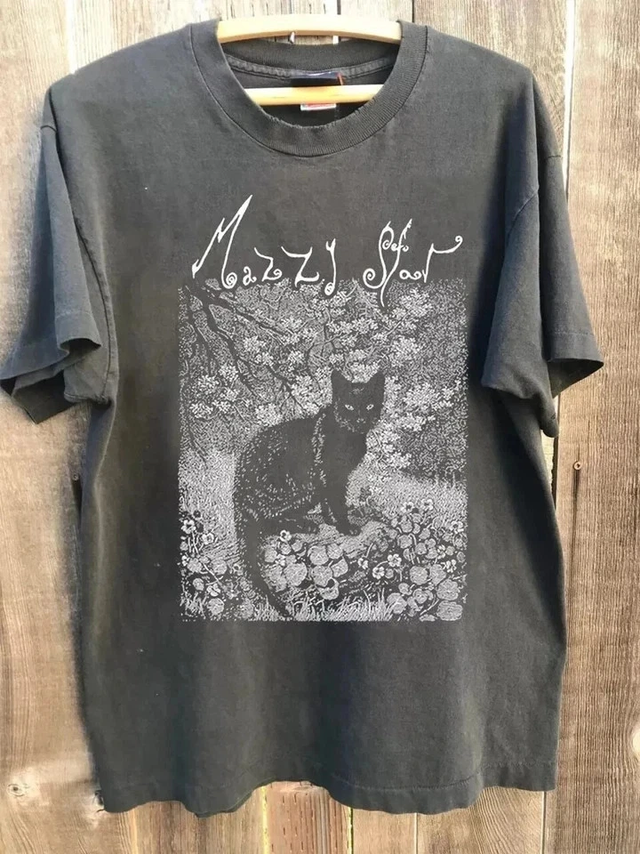 

Plus Size Summer Women's Vintage Mazzy Star Cat T-Shirt Unisex Cotton Breathable Stylish Versatile Street Style Oversized
