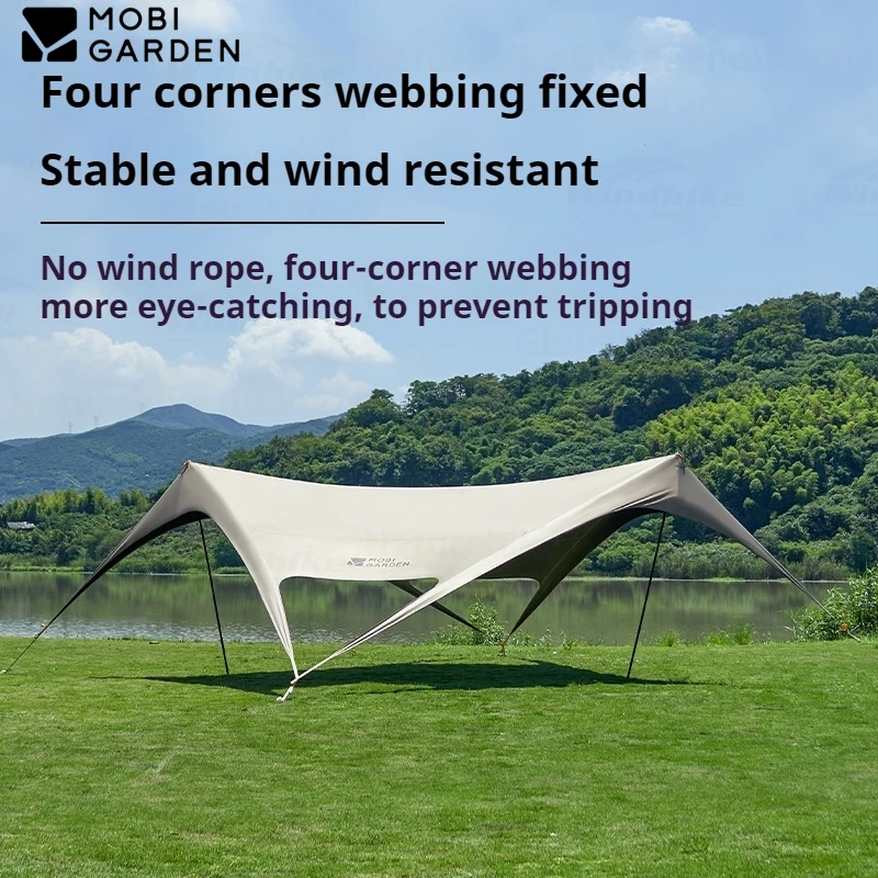 MOBI GARDEN Camping Canopy Waterproof Black Coated Butterfly Sun Shelter 4-8 Person Fast Build Outdoor Large Space Sunscreen