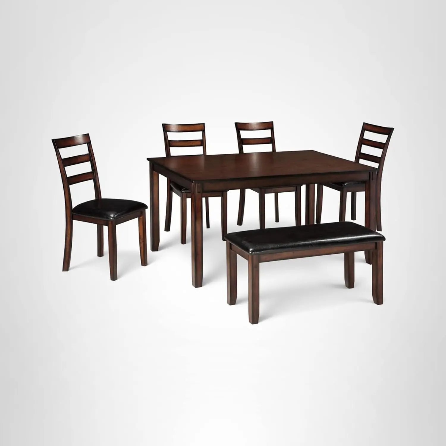 

Coviar 6 Piece Dining Set, Includes Table, 4 Chairs & Bench, Dark Brown