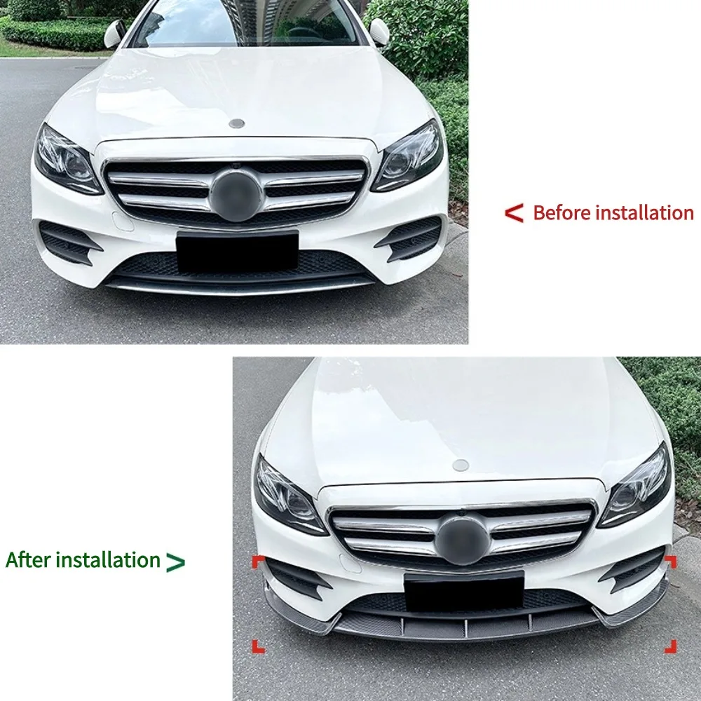 For Mercedes Benz E-Class W213 E260 E300 E43 AMG Front Bumper Splitter Lip Diffuser Body Kit Spoiler Decoration Accessories  201