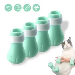 4Pcs/set Adjustable Anti-scratch Cat Foot Shoes for Grooming Bath Washing Claw Paw Cover Protector Pet Grooming Tools