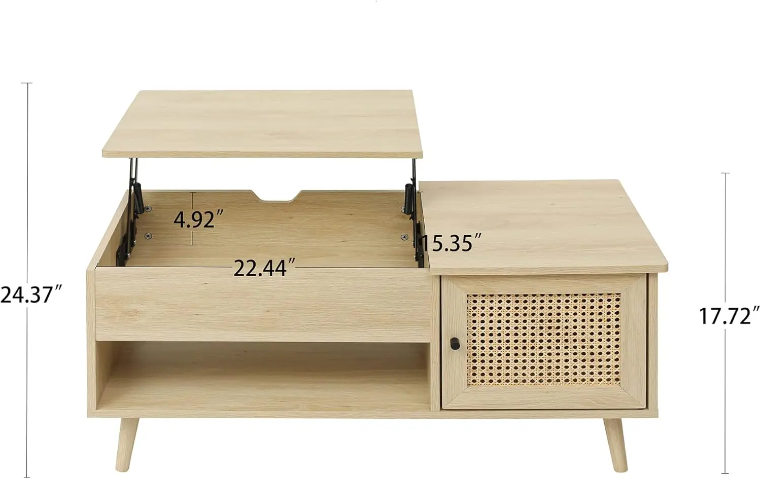 Coffee Table with Hidden Compartment, Big Storage Space and Adjustable Storage Shelf Lift Tabletop Dining Table