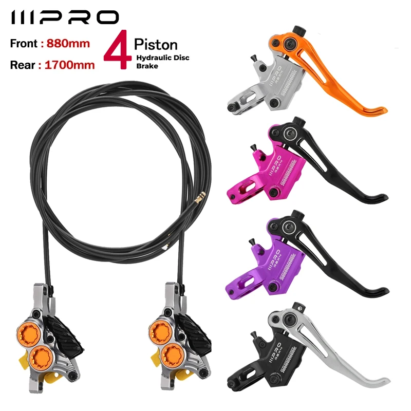 

IIIPRO R2X4 4 Piston MTB Oil Brake Front/Rear 880mm/1700mm With 180mm Brake Rotor AM DH Bicycle Hydraulic Disc Brake Bike Parts