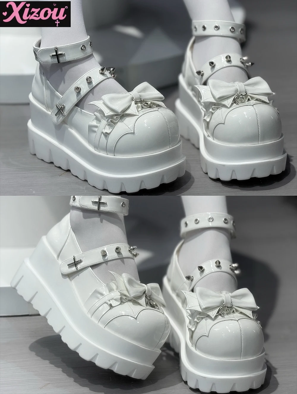 Chaussures à plateforme foncée pour femmes, Style Punk japonais, doux et Cool, nœud Lolita, sous-culture Y2k, tête ronde, chaussure unique pour étudiantes