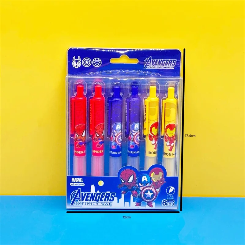 

24pcs/lot Creative Hero Series Press Gel Pen Cute 0.5mm Black Ink Neutral Pens Promotional Gift Office School Supplies