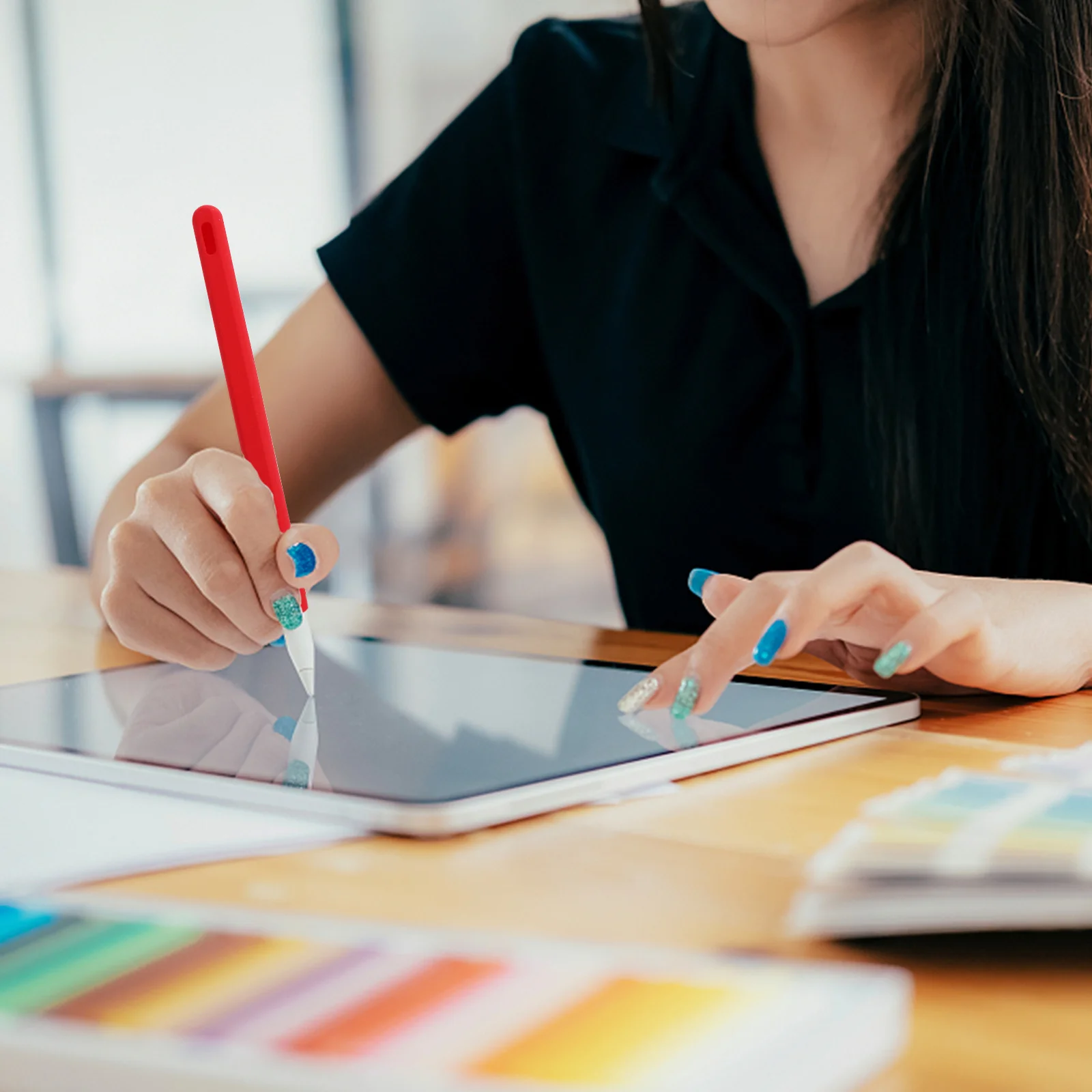 Funda protectora para lápiz, Material de silicona, Color refrescante, antideslizante, tacto cómodo, tamaño preciso para lápiz 2