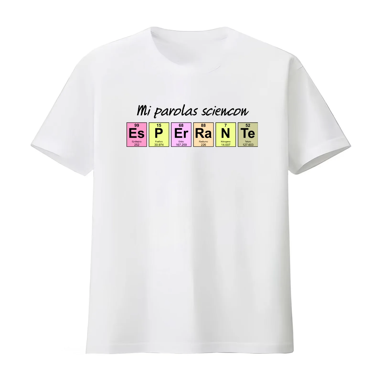 Mi parolas sciencon esperante - I speak science in Esperanto T-Shirt Summer Casual Cotton Tee Oversized Streetwear Tops