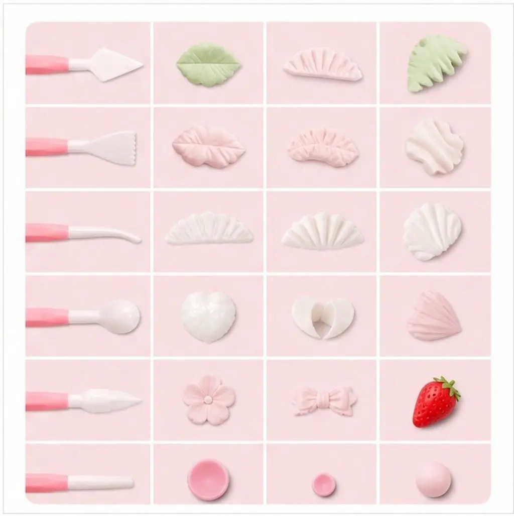 Double-Ended Cake Decorating Sugarcraft Tools Kit Food-Grade PVC Sugarcraft Modelling Sculpting Kit for Cake Pattern Design