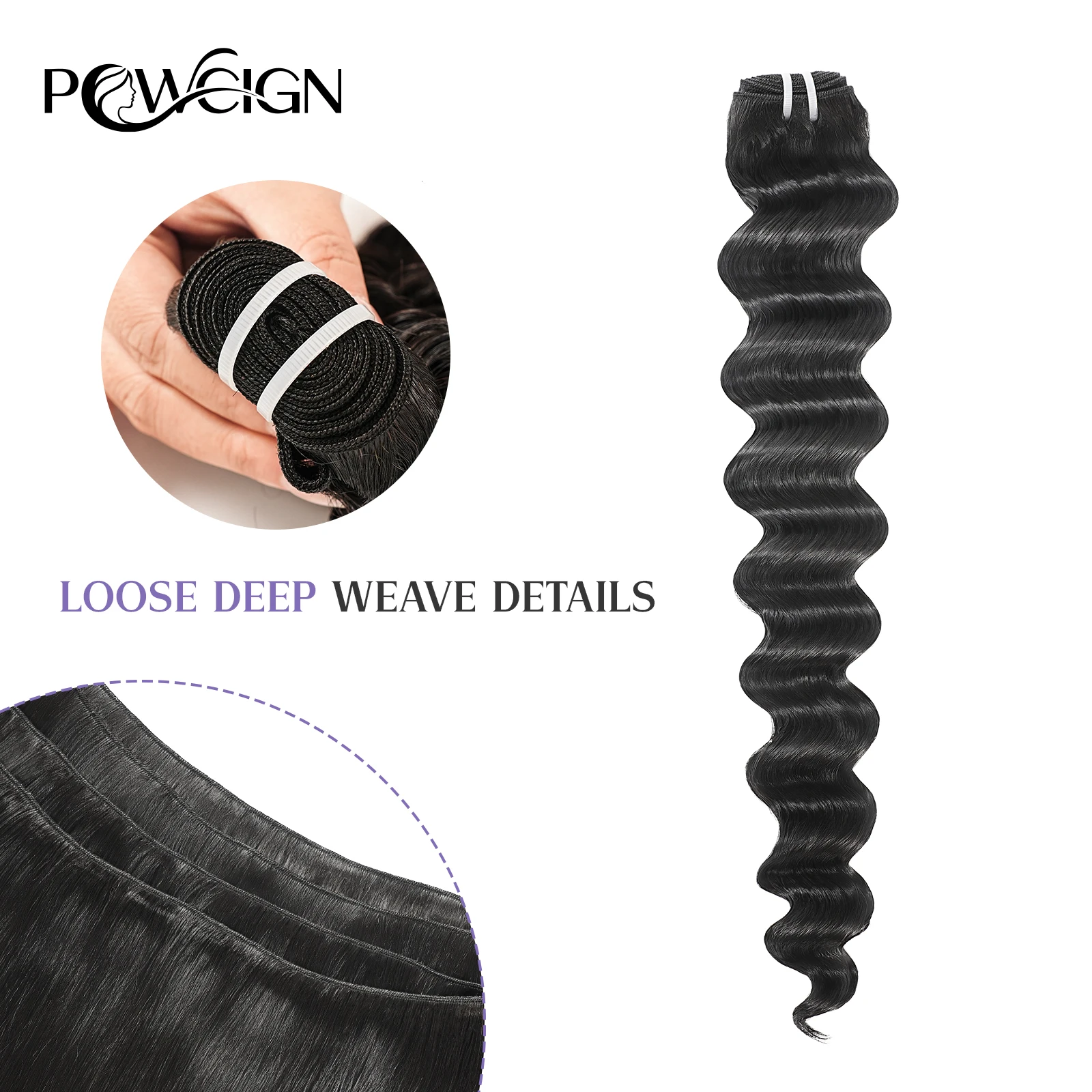 

Powcign 100g/pc Loose Deep Raw Hair Bundles human Extensions，100% virgin Unprocessed Human Hair, Invisible High Quality For Wom