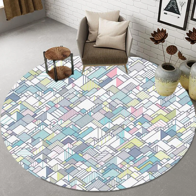 Baby crawling rugs round  checkered kids room  bed mats home decor  living   geometric 