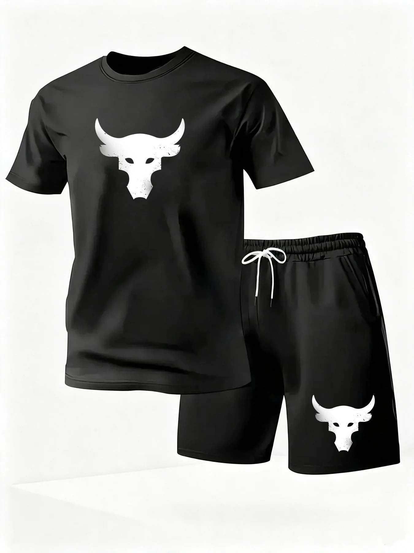 Summer Men's Quick Dry Casual Short Sleeve T-Shirt And Shorts Set City Street Fashion Running Sports 2-Piece Suit