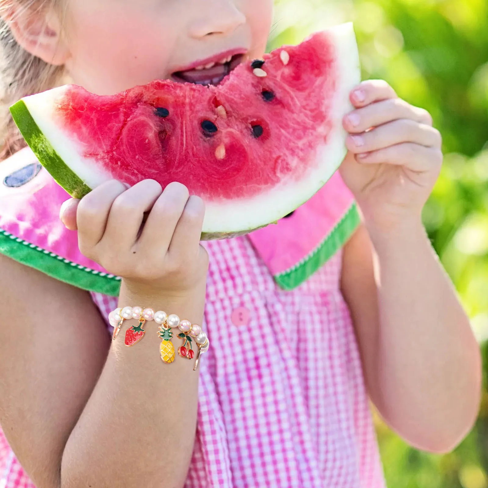 

2 шт., браслет для девочек, цепочка на запястье с имитацией жемчуга и бисера для детей, модный дизайн, идеально подходит для вечеринок, концертов, фестивалей, наряд