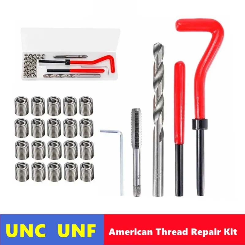 

UNC UNF American thread repair kit 1/4 5/16 3/8 7/16 1/2, for Restoring Damaged Thread Spanner Wrench Twist Drill Bit Hand Tool