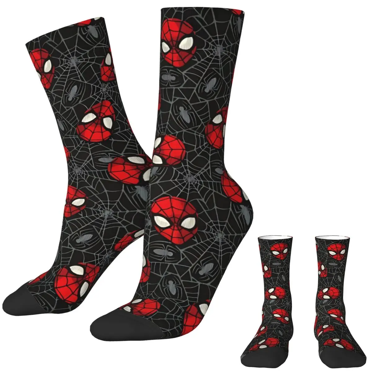 SpiderMan Collages Superhero Socks Casual Stockings Men's Warm Soft Cycling Socks Winter Printed Anti Skid Socks