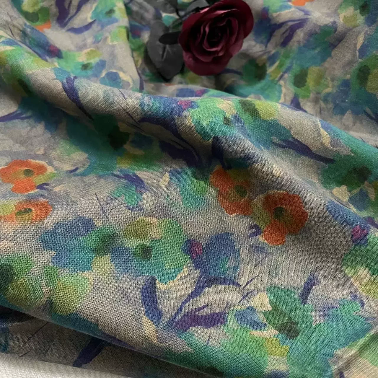 

High quality flax fabric High-end gowns dresses trousers shirts and jackets telas brand patchwork