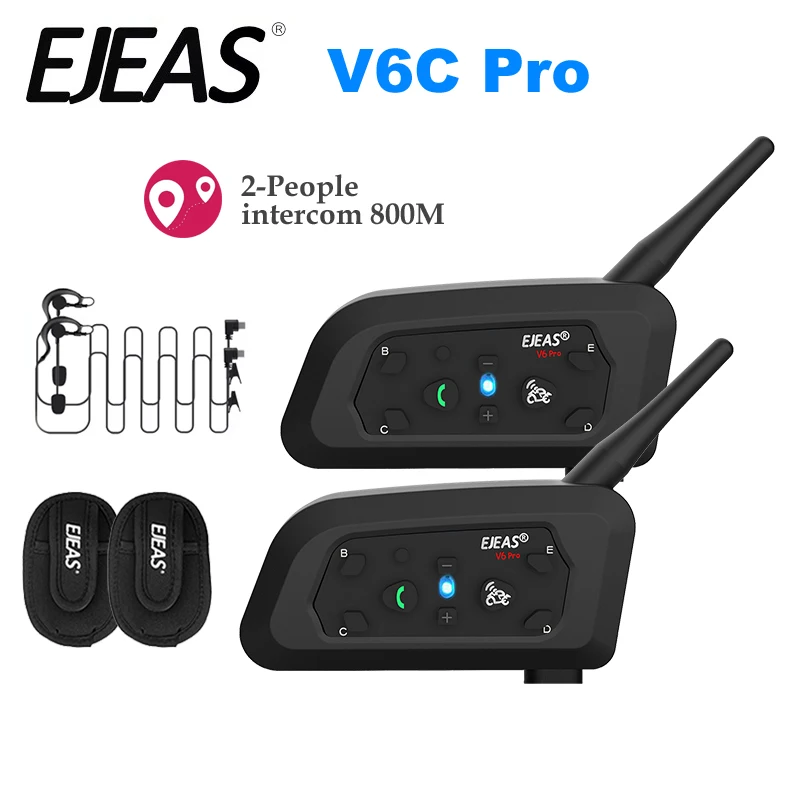 

EJEAS V6C RPO полнодуплексная гарнитура, беспроводная 1200 м BT, переговорный телефон судьи, профессиональный футбольный арбитр, шлем, велосипедный домофон