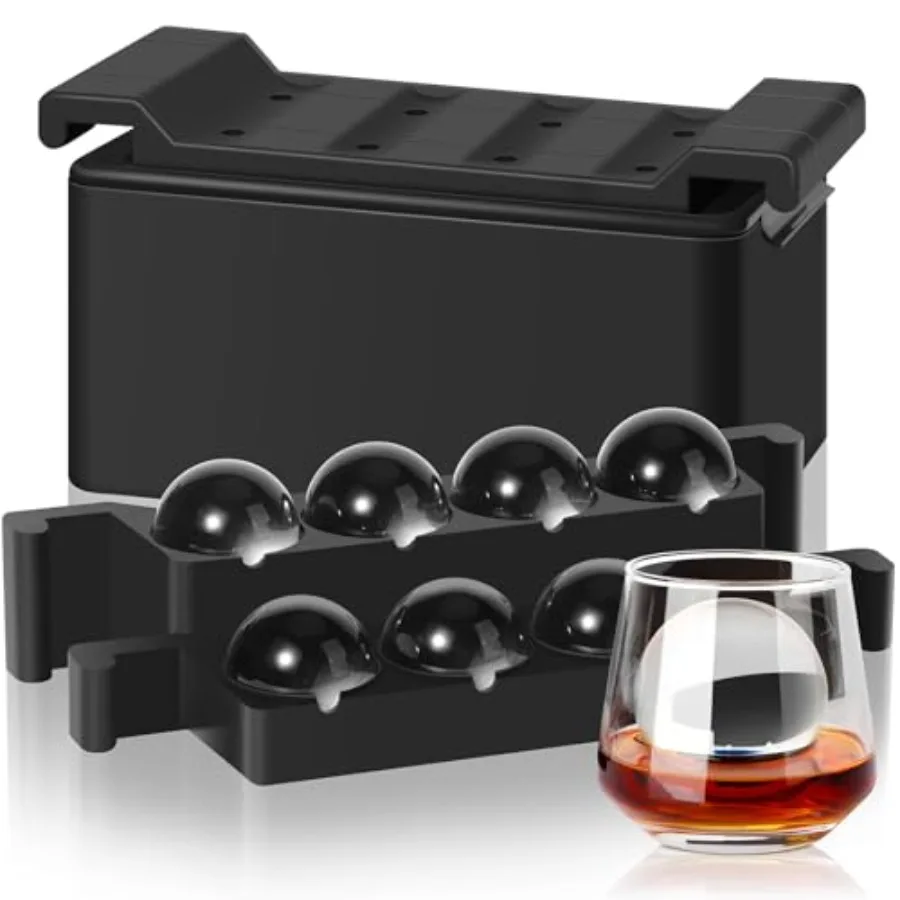 

Clear Ice Ball Maker Mold 8 Large Whiskey Ice Cubes Mold 2 Inch Round Silicone Ice Molds for Cocktails Idea Gifts for Dad Boyfr