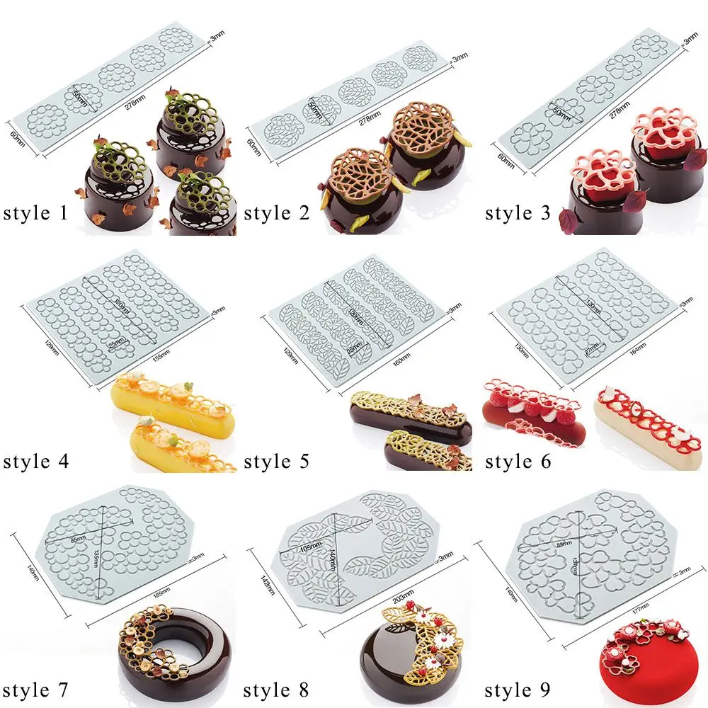 Fondant Cake Lace Mat Silicone Cake Mold 3D Heart Leaves Chocolate Mould Cake Decorating Border Kitchen Baking Tool