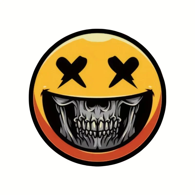 

1pc Happy Face Half Skull Face Motorcycle Stickers Motorbike Fuel Tank Front Cowl Helmet Decoration Car Window Bumper Stickers