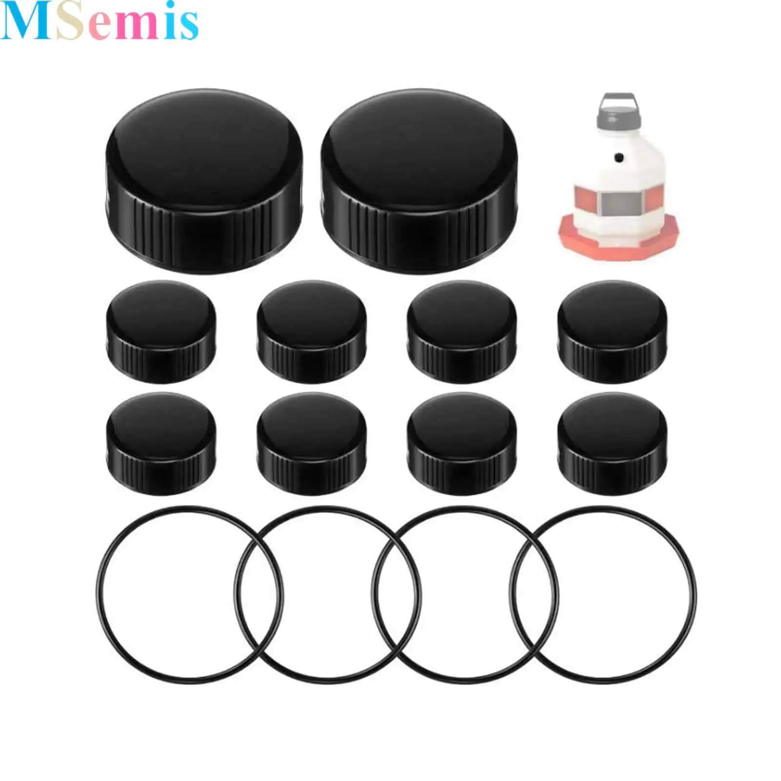 

1 Set Poultry Fountain Water-refreshing Parts Kit 10 Pcs Caps 4 Pcs Sealing O-rings Compatible with 3/5/7 Gallon Poultry Founts
